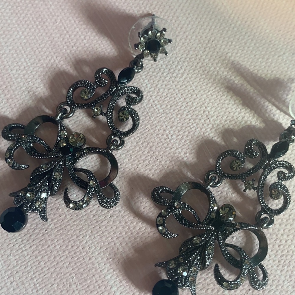 Dark Chandelier Statement Earrings - image 2